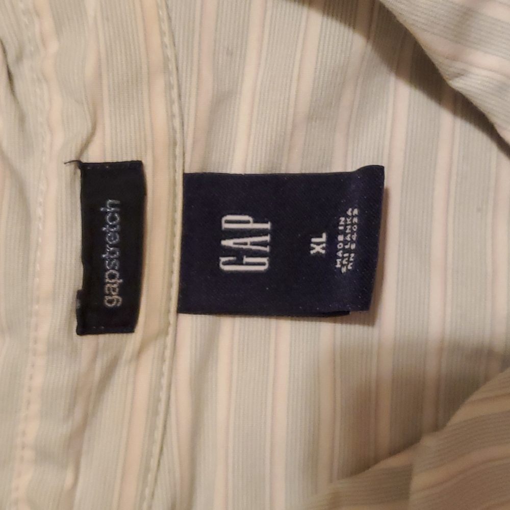 GAP stretch blue and white striped long sleeve button front shirt - Picture 4 of 6